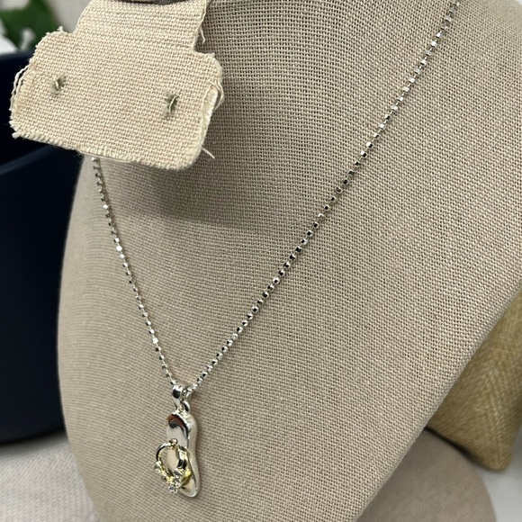 Vintage Sterling Silver Flip-Flop CZ Necklace | Italy 925 | 16” Chain - Picture 12 of 17